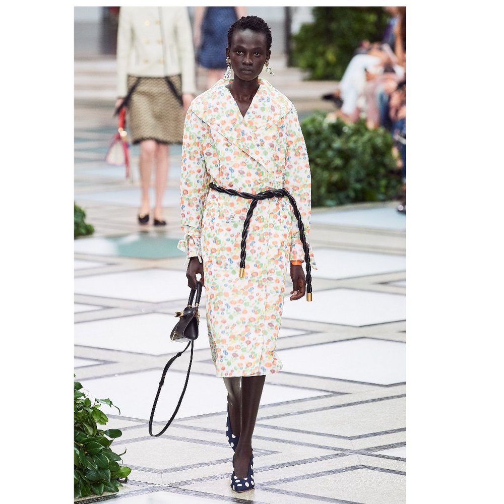 NEW Tory Burch Double-breast Runway Trench Coat, Tossed Confetti, Size10, Belted - Picture 2 of 16